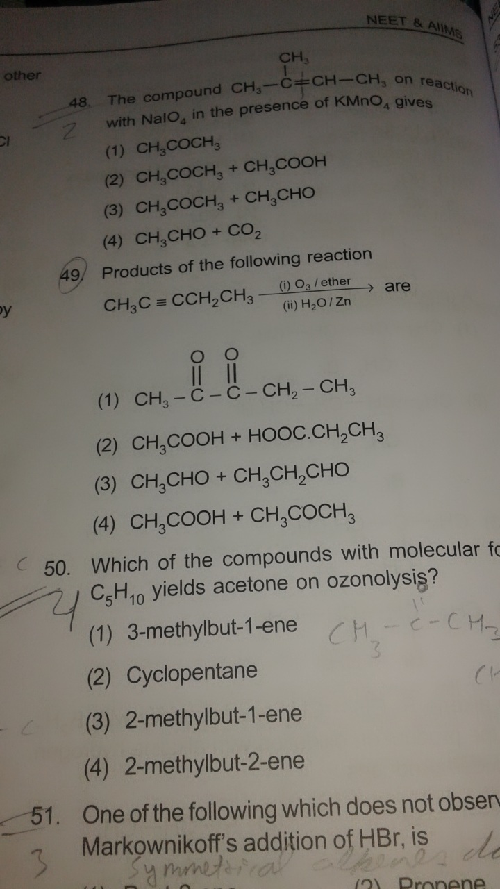 Question image for Sir in question 49 on ozonolysis we always get one